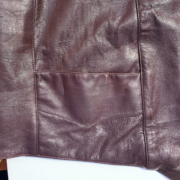 Men’s Custom Dark Brown Leather Vest w/Front Pockets & Buttons, Size 46R - Picture 6 of 8